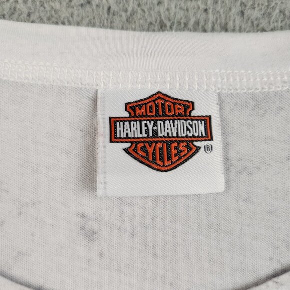 Harley Davidson Motorcycles Shirt Womens Large Cap Sleeve Gray Lightweight Roses - Picture 10 of 12